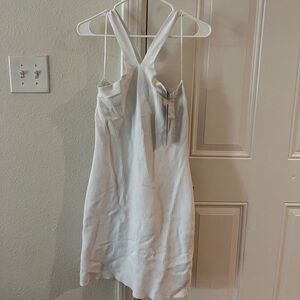 White Ribbed Sleeveless Dress